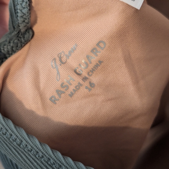 NWT J. Crew Teal Rashguard Long Sleeve Swimsuit - Picture 5 of 8